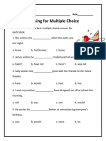 Directions: Circle The Best Multiple Choice Answer For