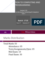 Introduction To Computing and Programming: Batch 17CE