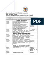 Cronograma de Quimica General. QMA-103. Semestre 3. Periodo Academico 2017-2018