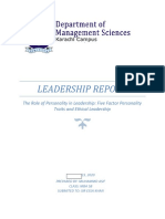 Leadership Report: The Role of Personality in Leadership: Five Factor Personality Traits and Ethical Leadership