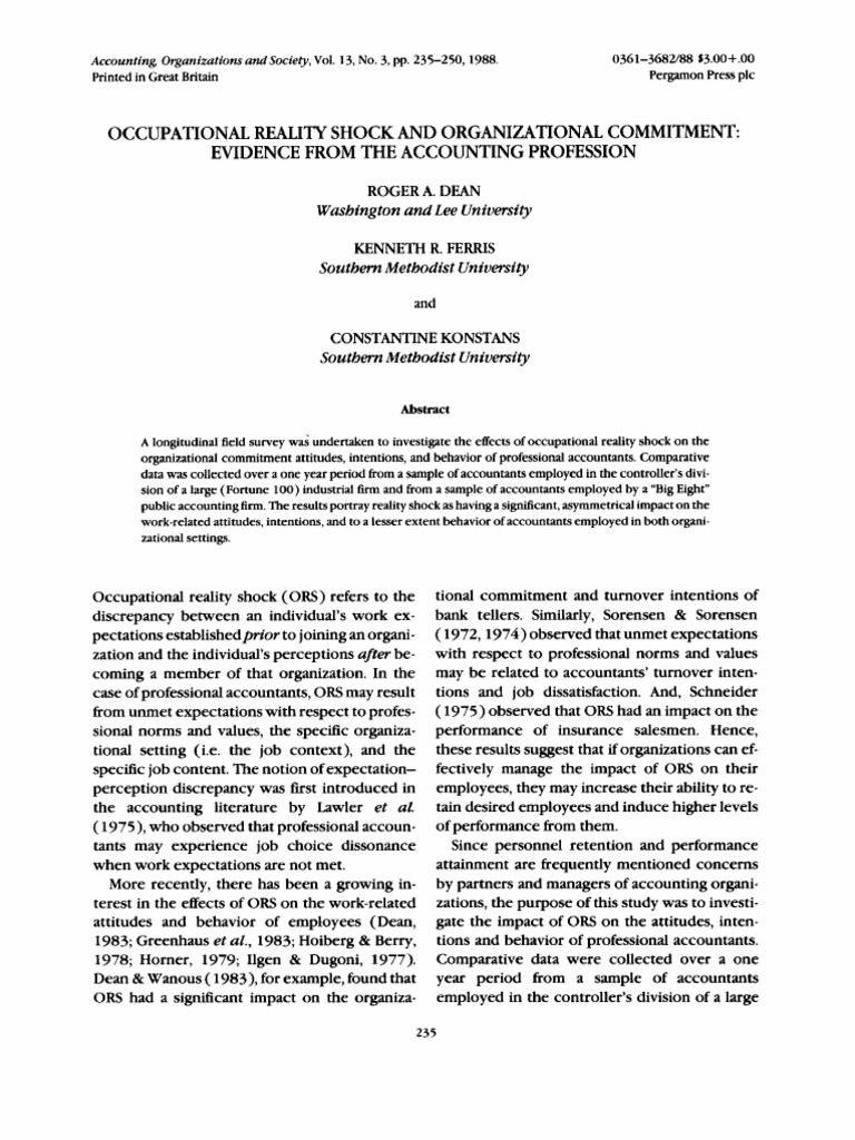 Accounting Organizations and Society, Abs CT PDF Socialization