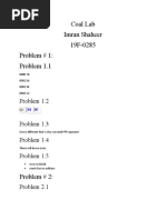 Coal Lab Imran Shaheer 19F-0285 Problem # 1: Problem 1.1