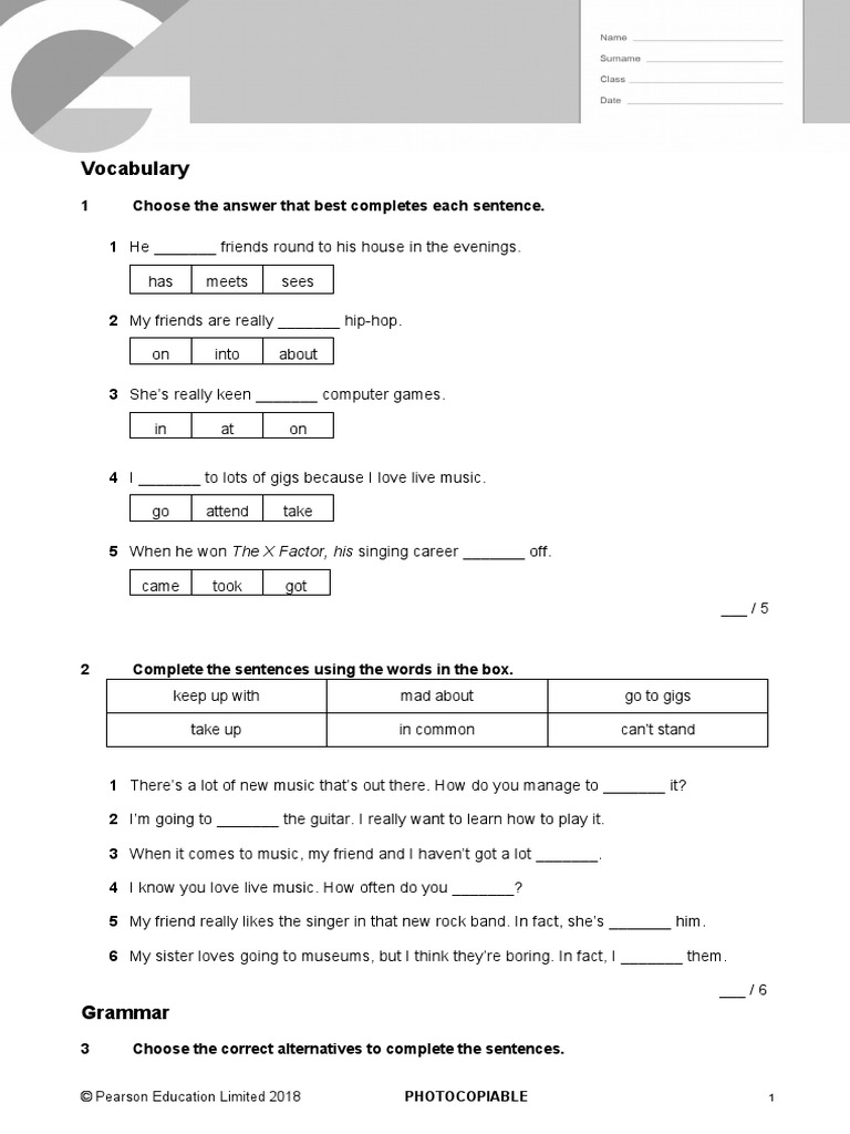 B2 First Unit 1 Test: Vocabulary | PDF | Cognitive Science | Cognition