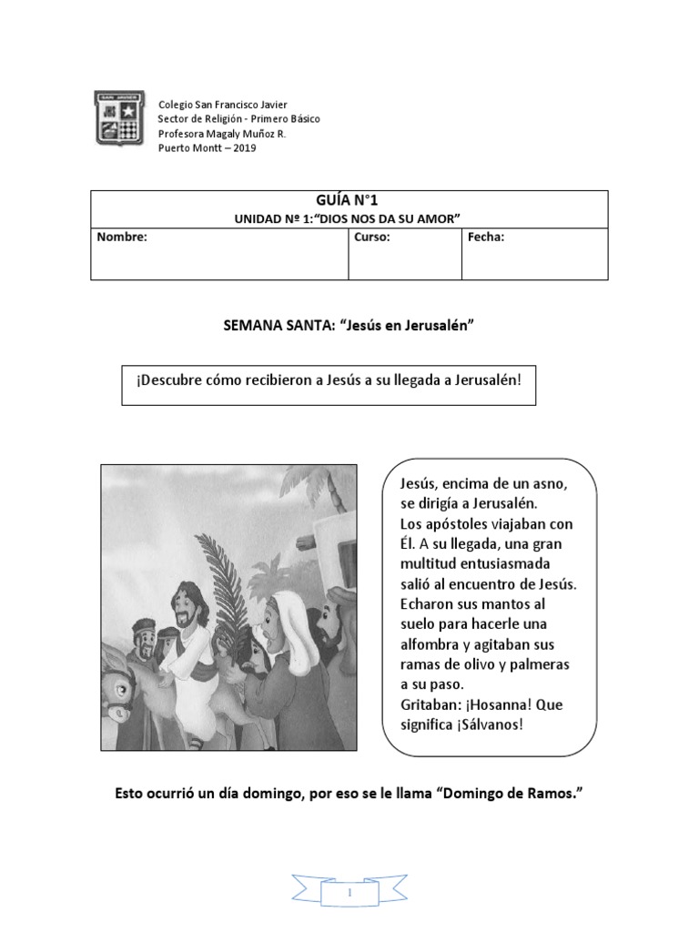 Guía 1 Semana Santa Domingo de Ramos y Jueves Santo PDF | PDF | Última ...
