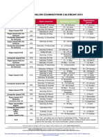 Cambridge English Examinations Calendar 2014: Exams Fees (RON) Open Sessions Speaking Window Registration Period