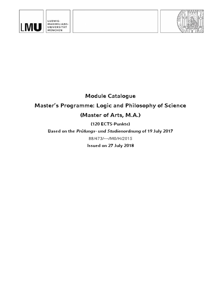 Module Catalogue Master's Programme: Logic and Philosophy of Science ...