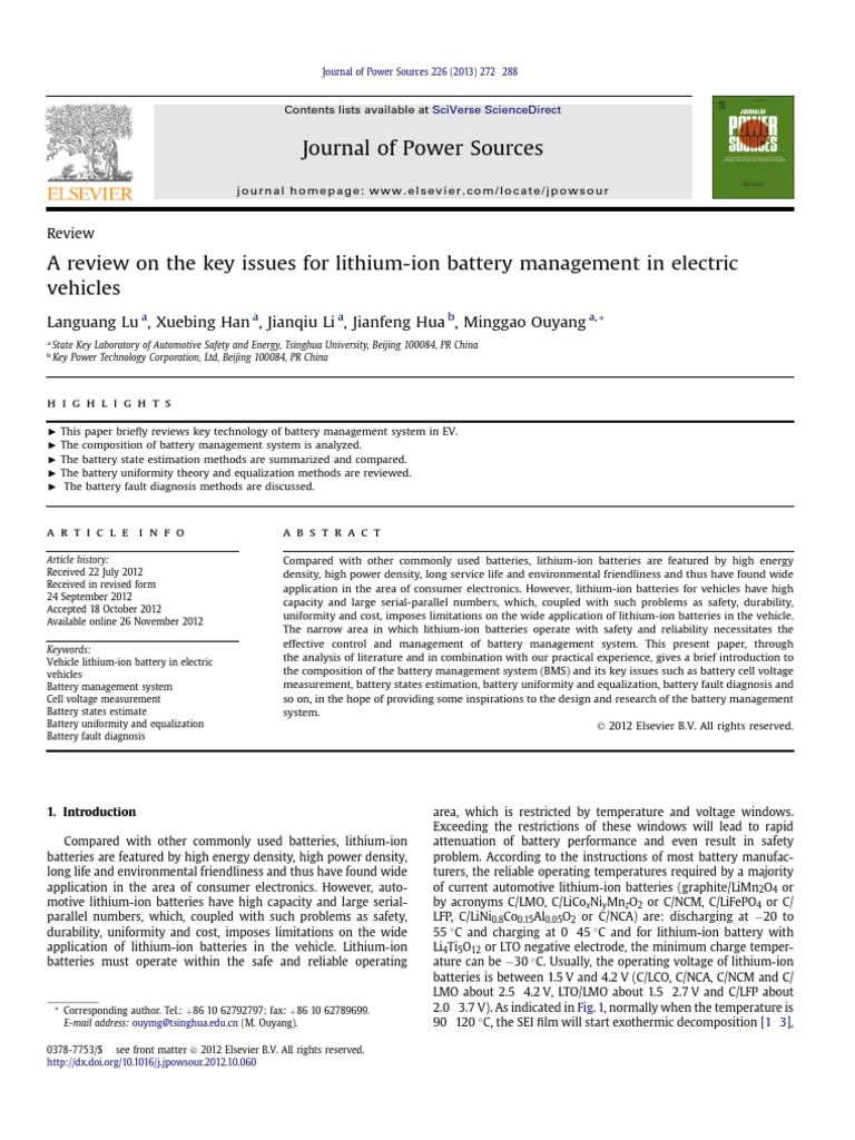 A Review On The Key Issues For Lithium-Ion Battery Management in ...
