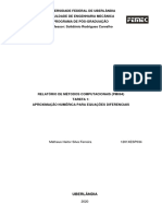 Relatório 01 Aproximação numérica para equações diferenciais