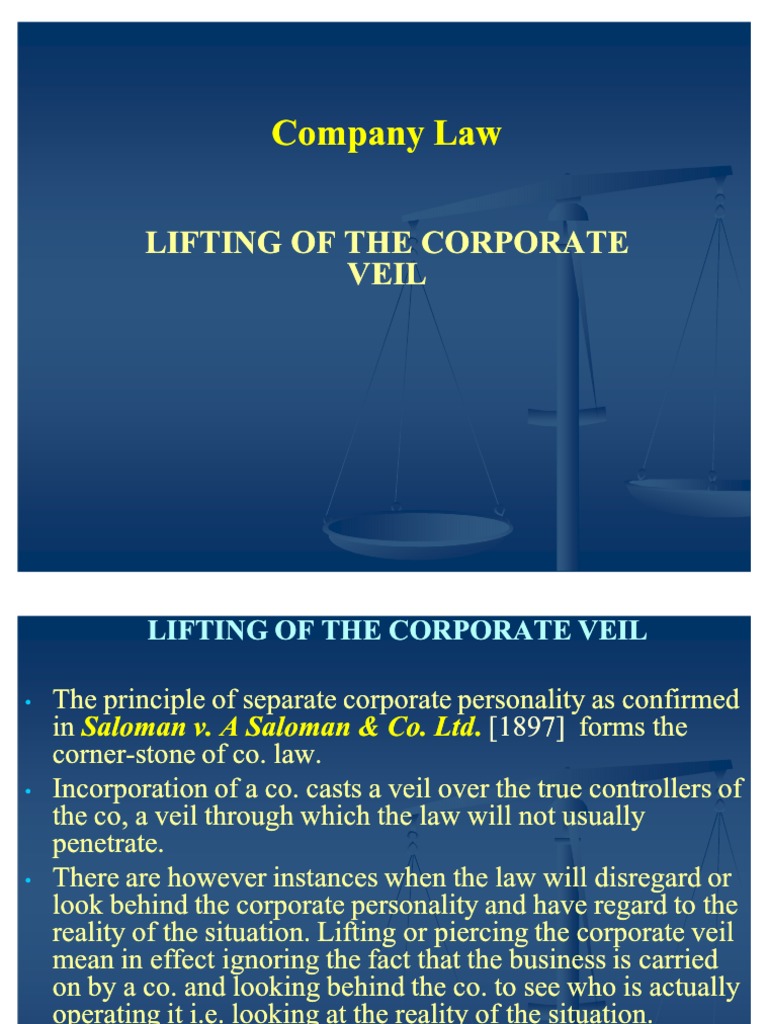 Lifting of The Corporate Veil PDF Piercing The Corporate Veil