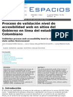 Proceso de Validación Nivel de Accesibilidad Web en Sitios Del Gobierno en Línea Del Estado Colombiano