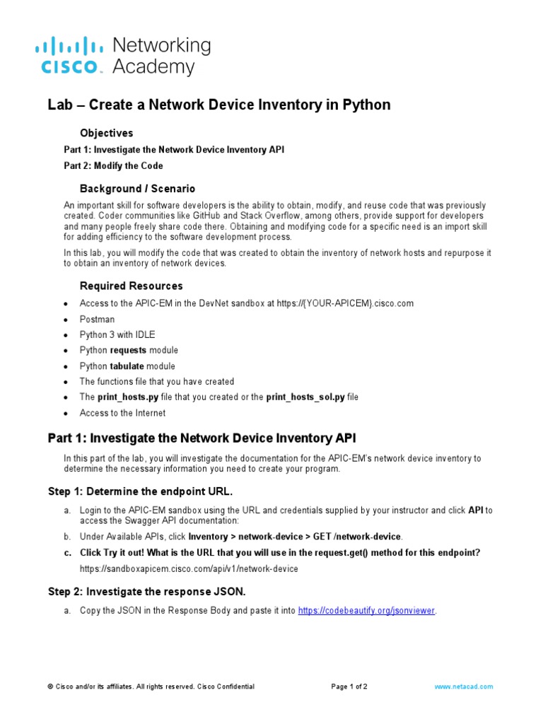 Network Device Inventory in Python Lab | PDF | Application Programming ...