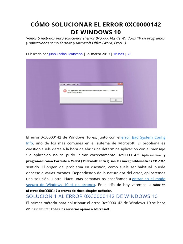 Cómo Solucionar El Error 0XC0000142 de Windows 10 | PDF | Microsoft ...