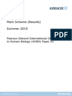 Mark Scheme (Results) Summer 2015: Pearson Edexcel International GCSE in Human Biology (4HB0) Paper 02