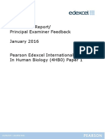 Examiners' Report/ Principal Examiner Feedback January 201 6 Pearson Edexcel International GCSE in Human Biology (4HB0) Paper 1