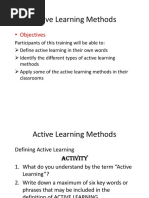 Active Learning Methods: - Objectives