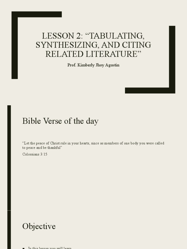 Lesson 1 Synthesizing RRL | PDF