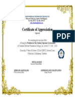 Certificate of Appreciation: Cotabato Medical Foundation College, Inc