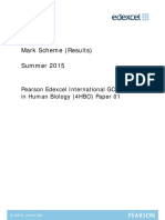 Mark Scheme (Results) Summer 2015: Pearson Edexcel International GCSE in Human Biology (4HBO) Paper 01