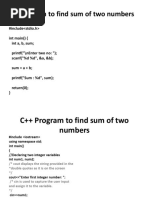 C Program To Find Sum of Two Numbers