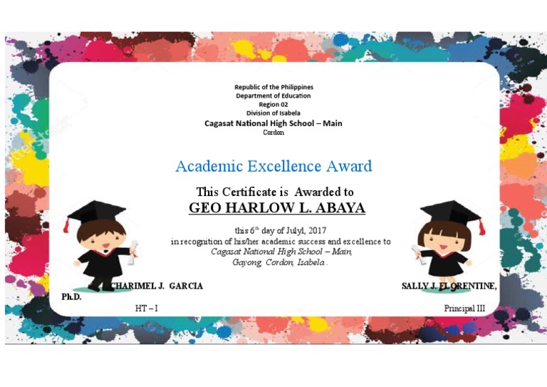 Academic Excellence Award Certificate | PDF