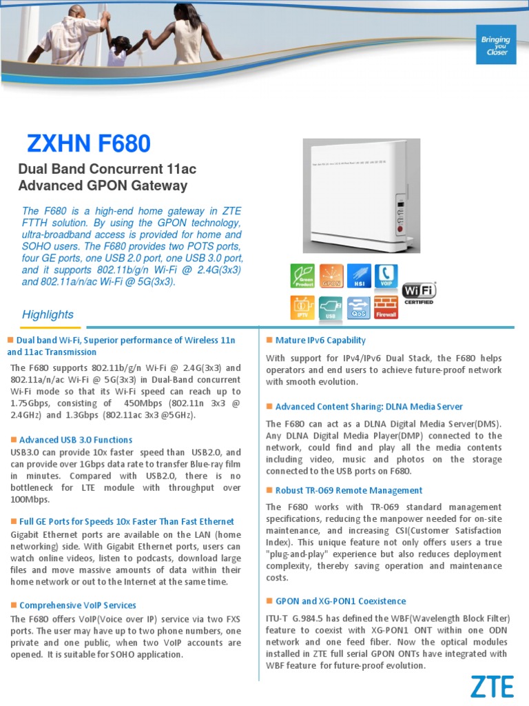 ZTE F680 Brochure 20140715 EN PDF | PDF | Wi Fi | Ieee 802.11