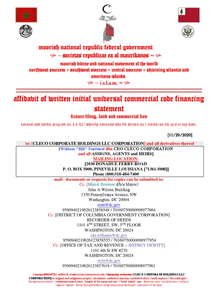 MacnR000130712 Affidavit of Written Initial Commercial Code