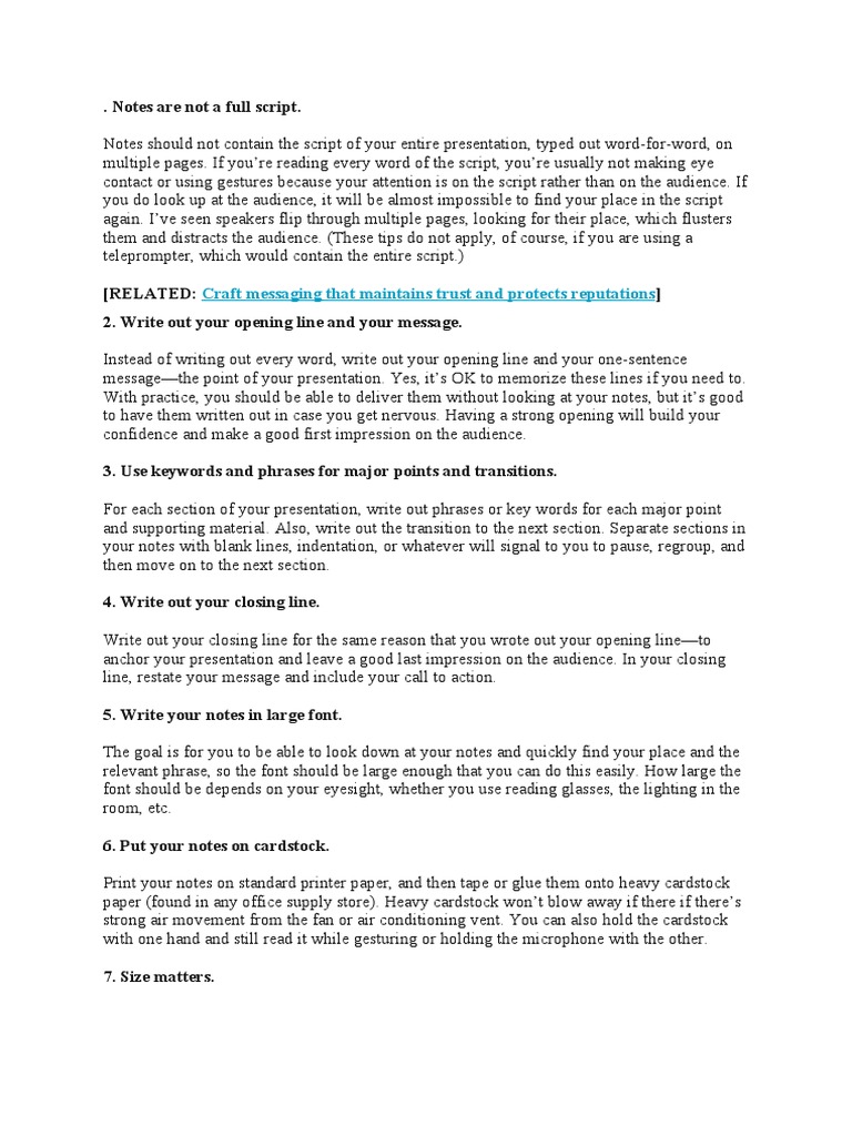 Notes Are Not A Full Script | PDF