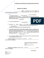 Affidavit of Liability: Relationship To Deceased Name of Deceased