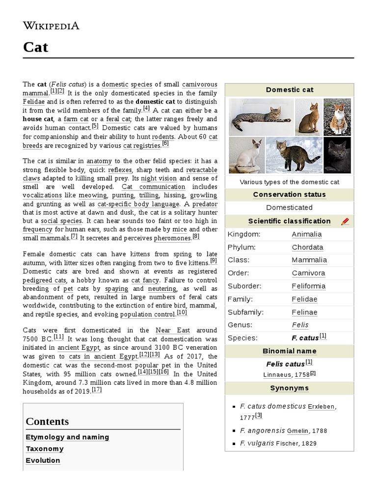 Various Types of The Domestic Cat | PDF | Cats | Claw