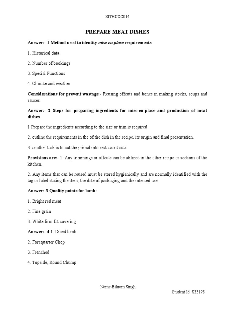 Meat Dish Preparation Guide | PDF | Lamb And Mutton | Roasting