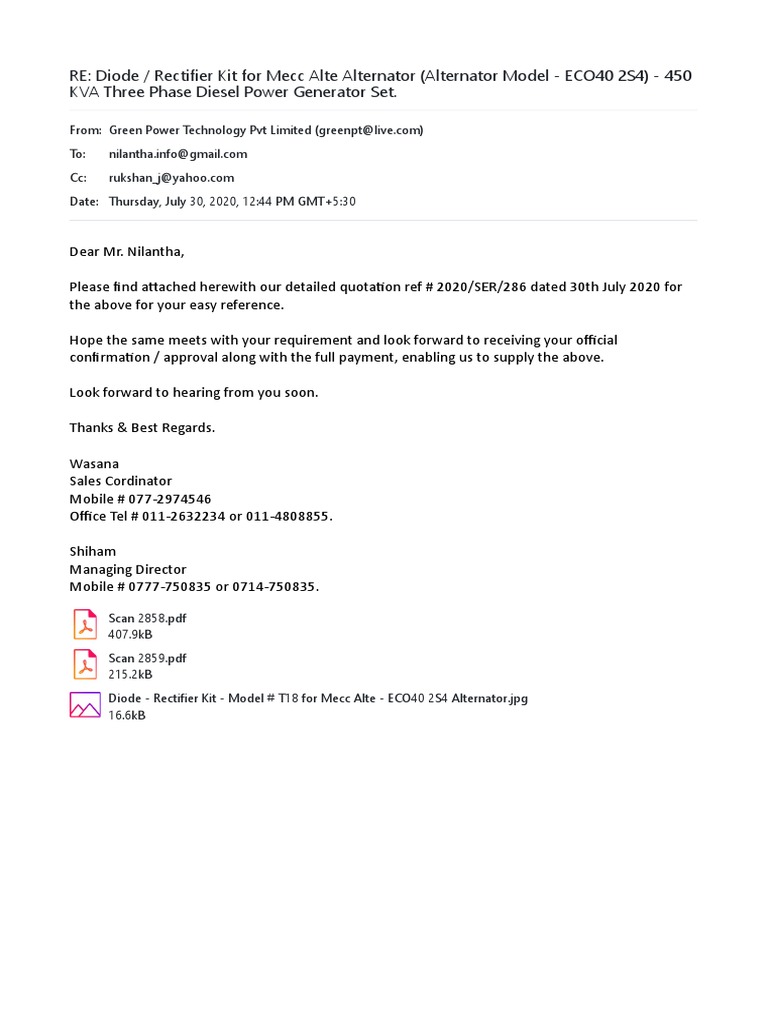 Diode Rectifier Kit For Mecc Alte Alternator Generator Set Pdf