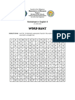 Word Hunt: Worksheet in English 8