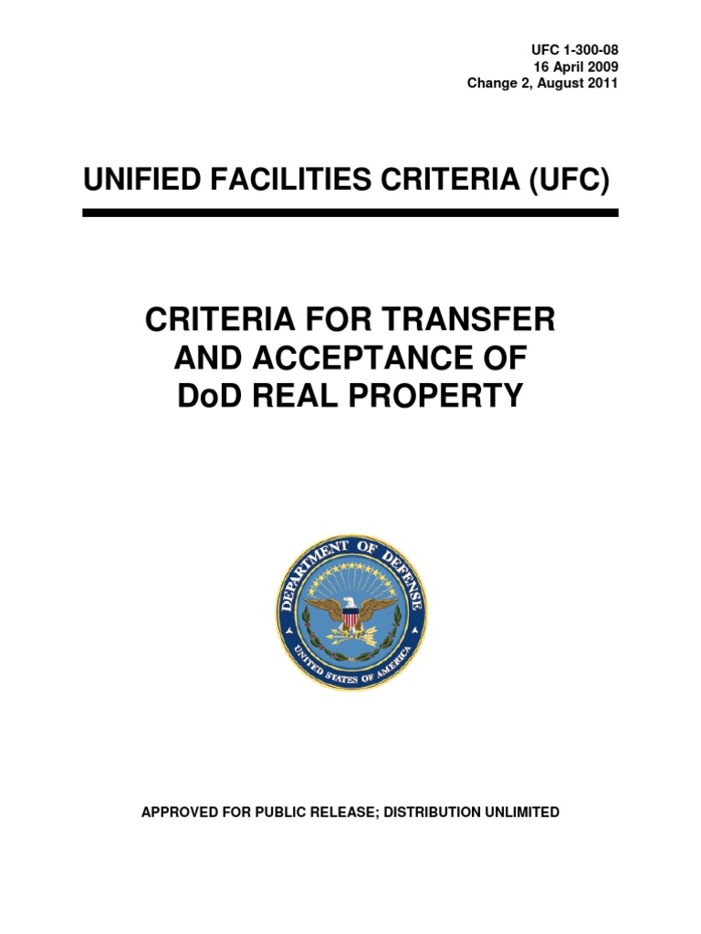 Criteria For Transfer and Acceptance of Dod Real Property: Unified ...