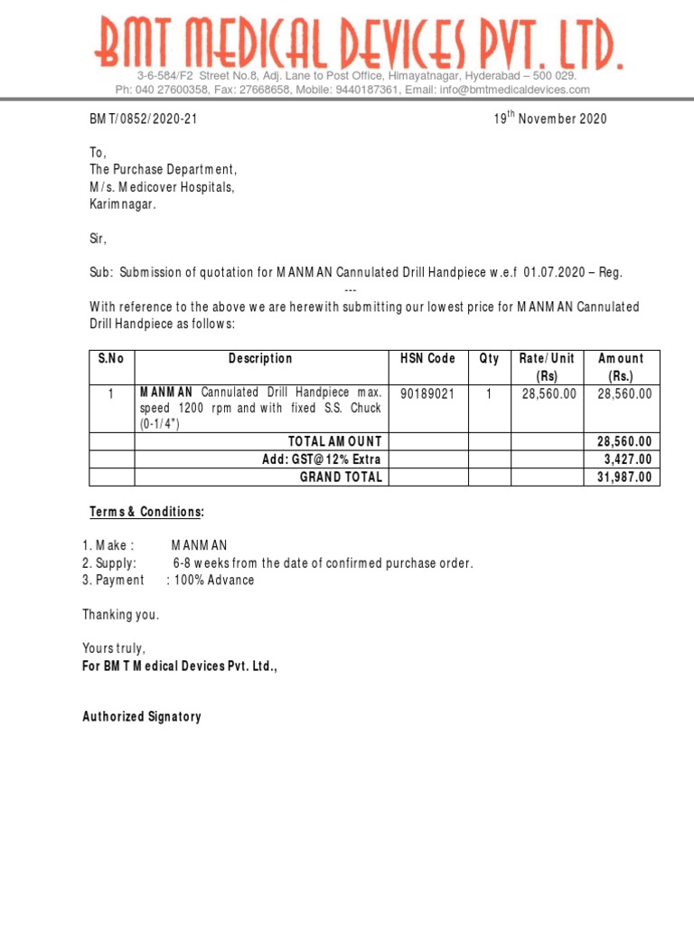 S.No Description HSN Code Qty Rate/Unit (RS) Amount (RS.) | PDF