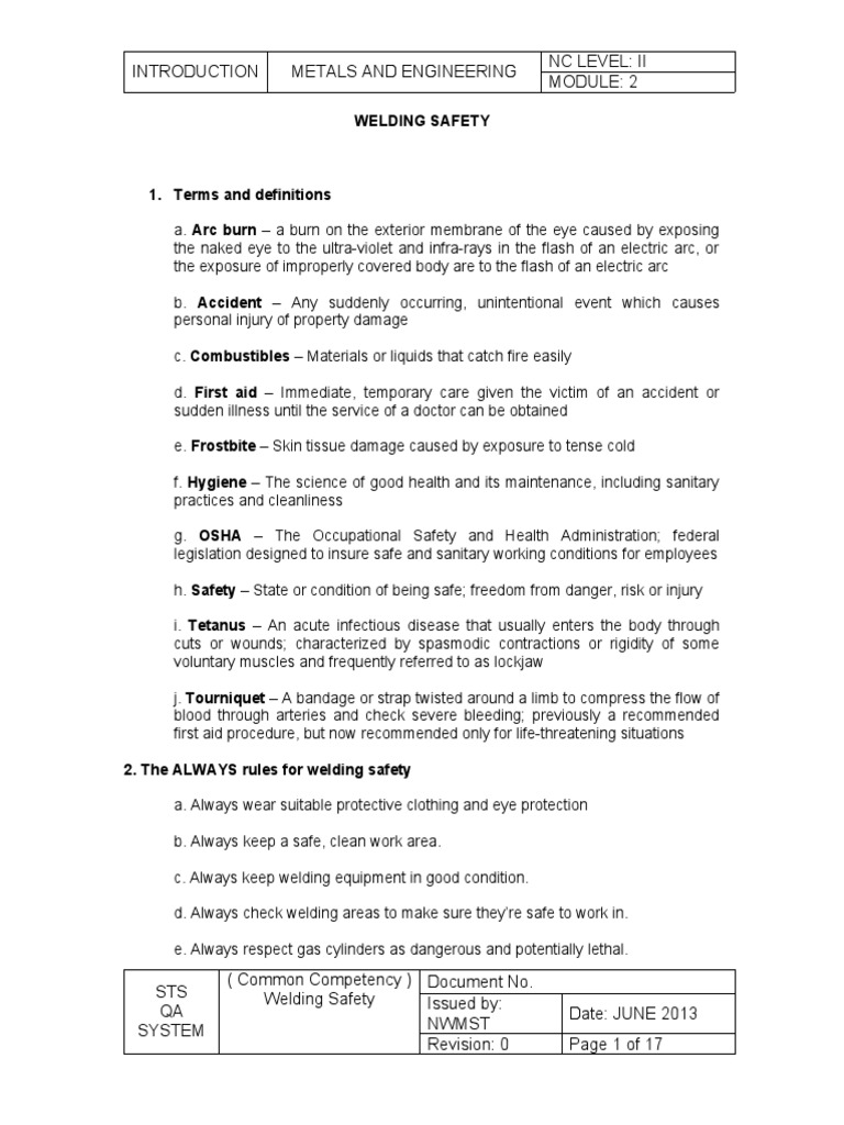 CBLM COMMON SMAW PPE & Tools PDF Welding Construction
