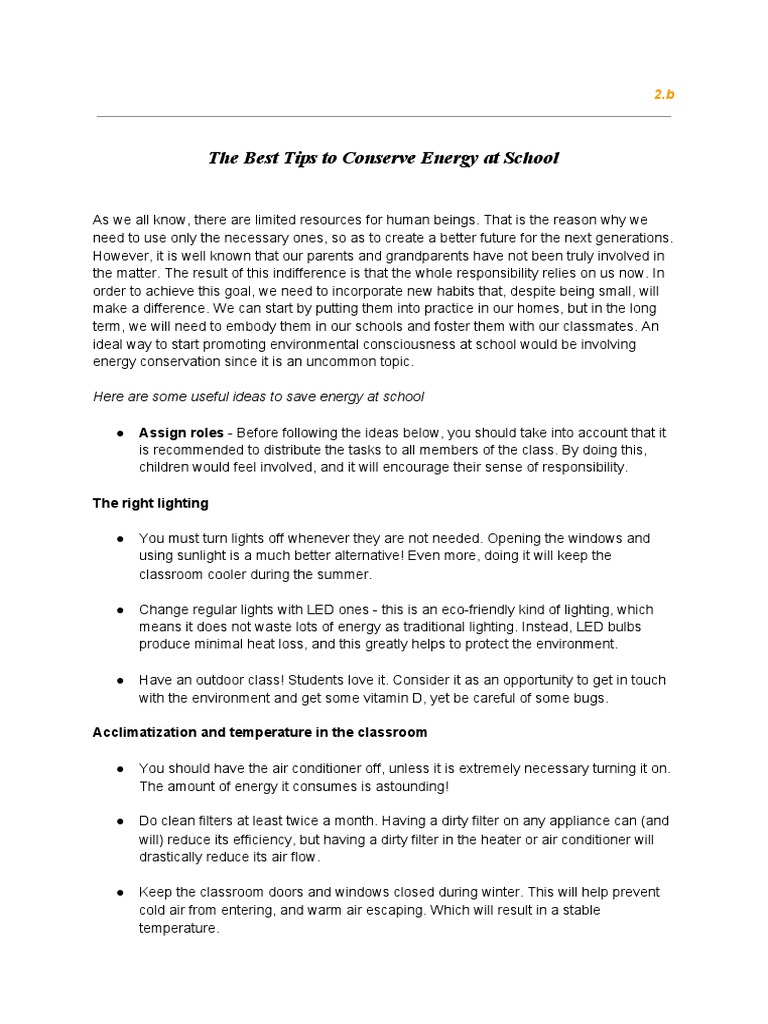 Energy Conservation Tips for Students | PDF | Nature | Natural Environment
