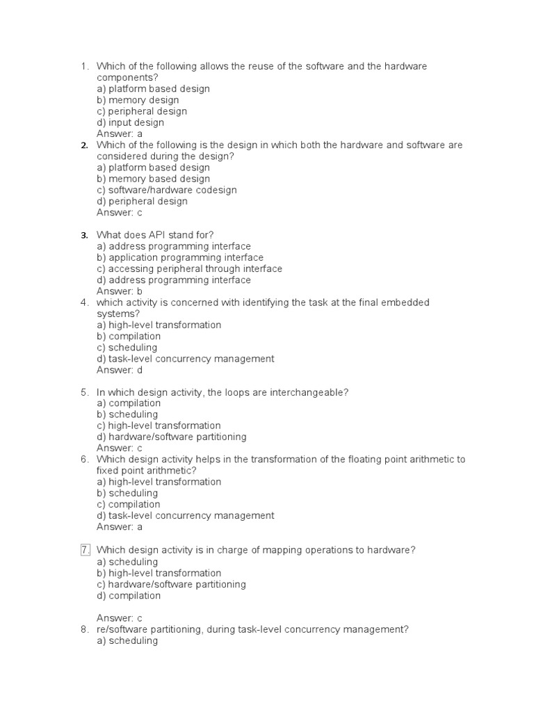 Embedded Systems Design Quiz | PDF | Computers