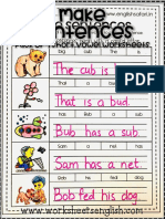 Make Sentences: Pack of 4 Short Vowel Worksheets