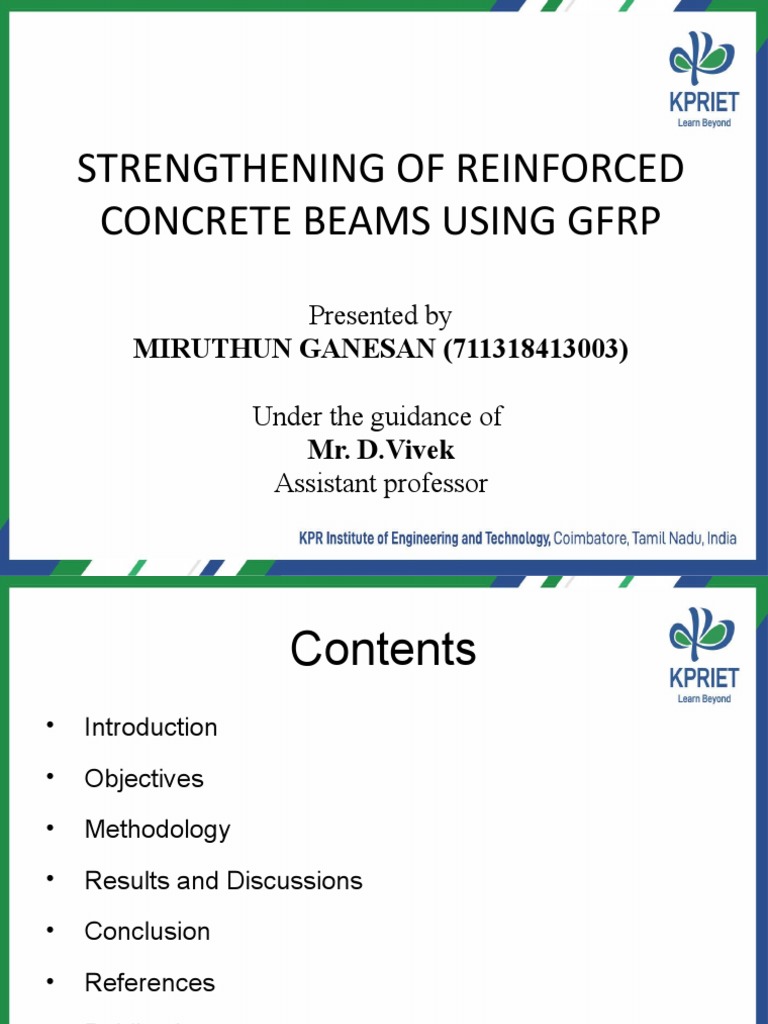 Strengthening of Reinforced Concrete Beams Using GFRP | PDF | Fibre ...