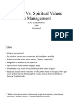 Secular vs. Spiritual Values in Management: Dr. P.V. Sesha Sai PH.D., Sibm Hyderabad