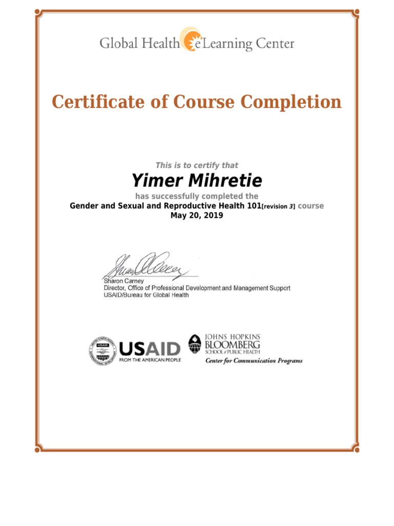 Gender and Sexual Health Course Certificate | PDF