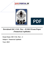 SSC CGL Tier 2 2013 Numerical Aptitude Paper