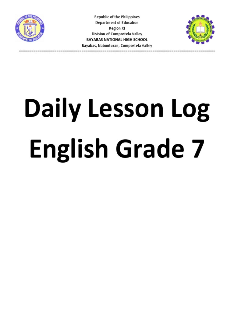 Grade 7 English Daily Lesson Log | PDF