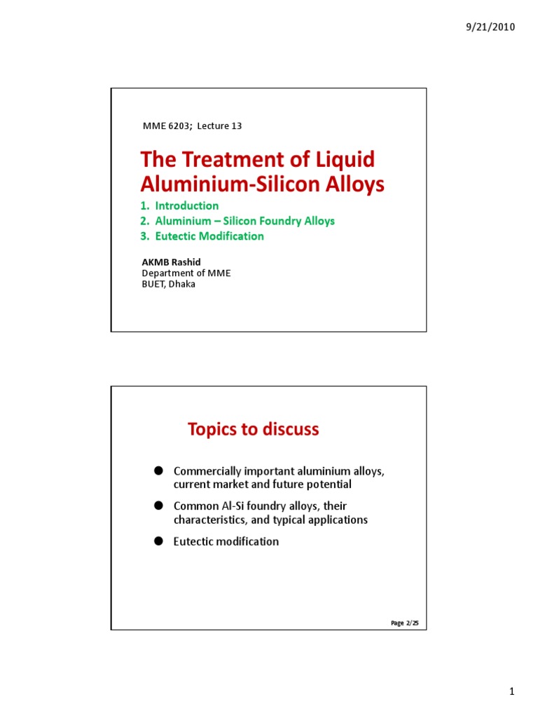 Treating Liquid Al-Si Alloys Through Eutectic Modification | PDF ...