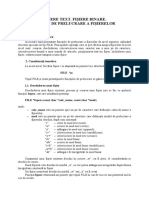 Fișiere Text. Fișiere Binare. Funcții de Prelucrare A Fișierelor