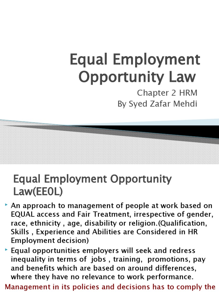 Equal Employment Opportunity Law Pdf