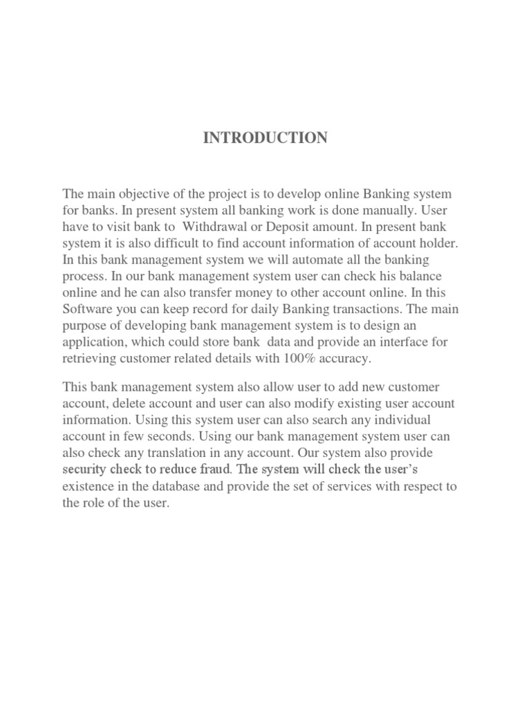 Banking System Project Report | PDF | Online Banking | Banks & Banking