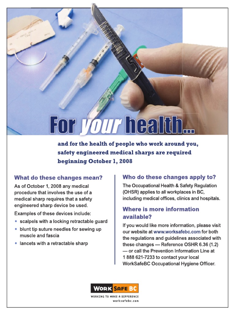 For Your Health .Safety Engineered Medical Sharps Are Required PDF
