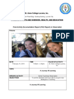 St. Anne College Lucena, Inc.: Post-Activity Documentation Report (PAD Report) in Observation