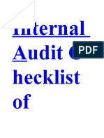 Internal Audit C Hecklist of